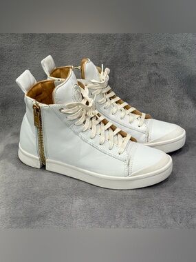 Diesel S-Nentish High Top White Lace Up Zip-Round Leather Sneaker Size 10 Rare